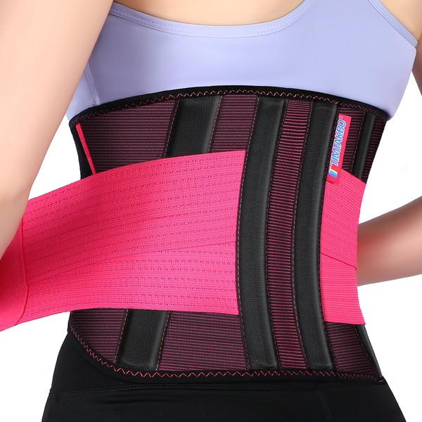 T TIMTAKBO 2.0 Version Plus Size Lower Back Brace for Pain Relief, Back Brace for Lifting at Work, Back Brace for Herniated Disc and Sciatica, Back Support Belt for Women Men(Red, 3XL Fits 48"-57")