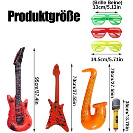 7 Stück Luftgitarren Zum Aufblasen - Aufblasbare Props Set, Fotobox Accessoires, Party Zubehör, Luftgitarren zum Aufblasen, Fotobox Accessoires für Hochzeit, Geburtstag, Party - Ballons und Supplies