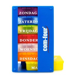COM-FOUR® 1x Medication Dispenser in Dutch, Medication Box for 7 Days