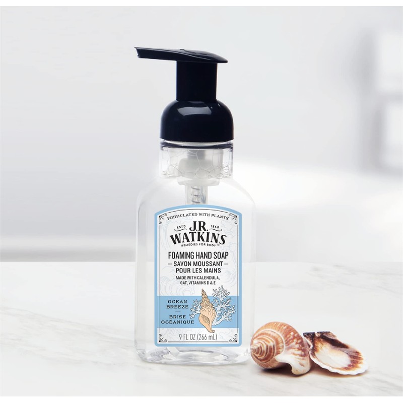 J.R. Watkins Foaming Hand Soap with Pump Dispenser, Moisturizing Foam