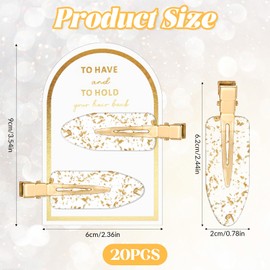 20 Pcs/10Cards No Bend Acrylic Resin Hair Clips Gold Glitter Flat Clips Bridesmaid Hair Clip Proposal Clip Hairstyle Accessories for Bride Women Party Wedding Decoration Gifts
