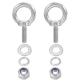 PATIKIL M8 x 25mm Eye Bolt with Nut, 2 Pack 304 Stainless Steel Lifting Shoulder Eyebolt Lift Thread Screws for Hanging, Silver