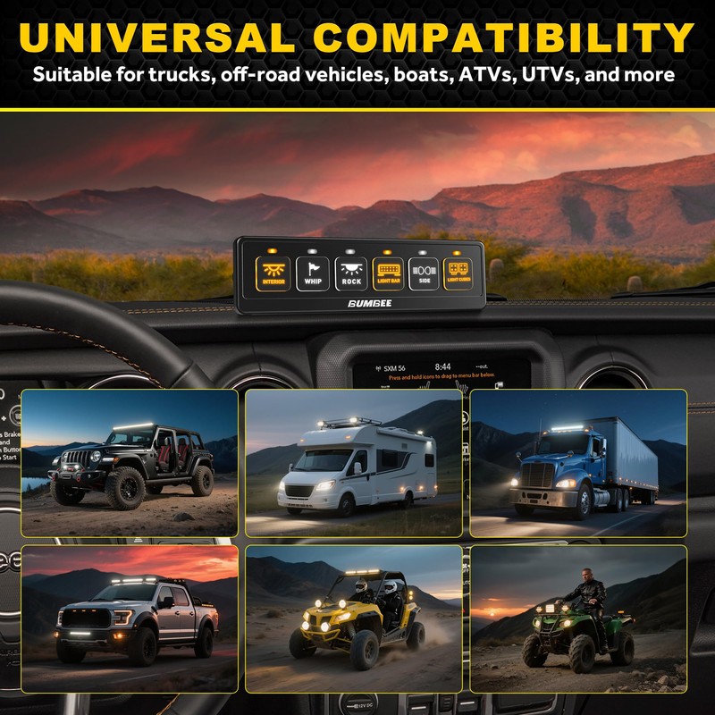 Bumbee 6 Gang Wireless Switch Panel, Multi-Function Toggle Switches, 80A