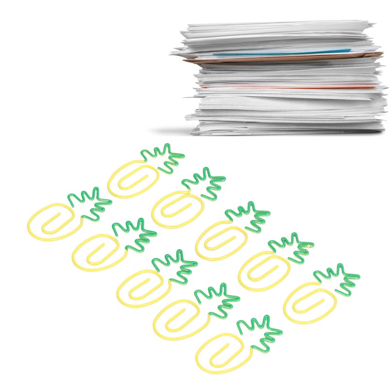 100pcs Metallic Paper Clips Green Yellow Ananas Shape Electroplating Process