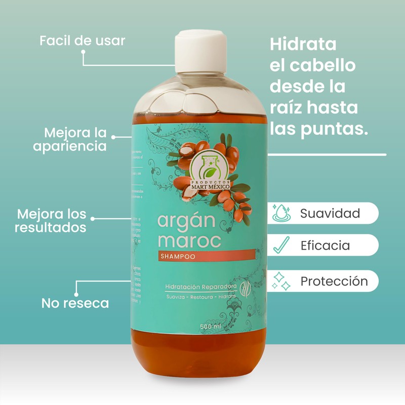 Shampoo Con Argán Maroc Hidrata & Repara Productos Mart Mexico