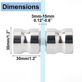 Mooche Shower Glass Door Handle, Double-Sided Glass Door knobs, SUS304 Stainless Steel Shower 30MM Door Handle Suitable for Shower Doors Cabinet Door Black