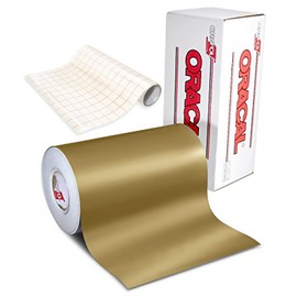 ORACAL 631 Matte Gold Metallic Adhesive Craft Vinyl for Cameo, Cricut & Silhouette Including 12" x 24" Roll of Clear Transfer Paper (15ft x 12")