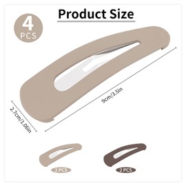 4PCS Large Snap Hair Clips,Acrylic Metal Snap Hair Barrettes,Matte Snap Clips for Women, Hair Pins for Girls, Large Barrettes Hair Accessories (3.5Inch,Brown)