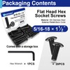 20 Pcs 5/16"-18 x 1-1/2" Flat Head Socket Cap Screws
