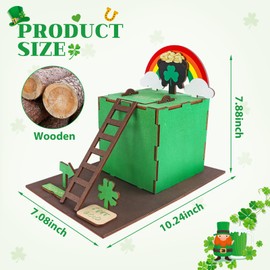 RGJ St Patrick's Day Leprechaun Trap Kit for Kids, Wooden DIY Leprechaun Trap Craft Kit to Catch A Leprechaun, St Patrick's Day Decorations for Kids Party Supplies (Finished Painted)