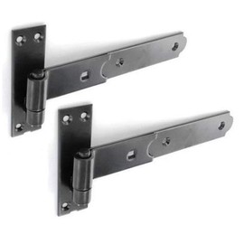 Merriway BH06848 (2 Pcs) Gate Hinges Heavy Duty Hook and Band Straight Flat Black 450mm (18 Inch) - Pack of 2 Pieces