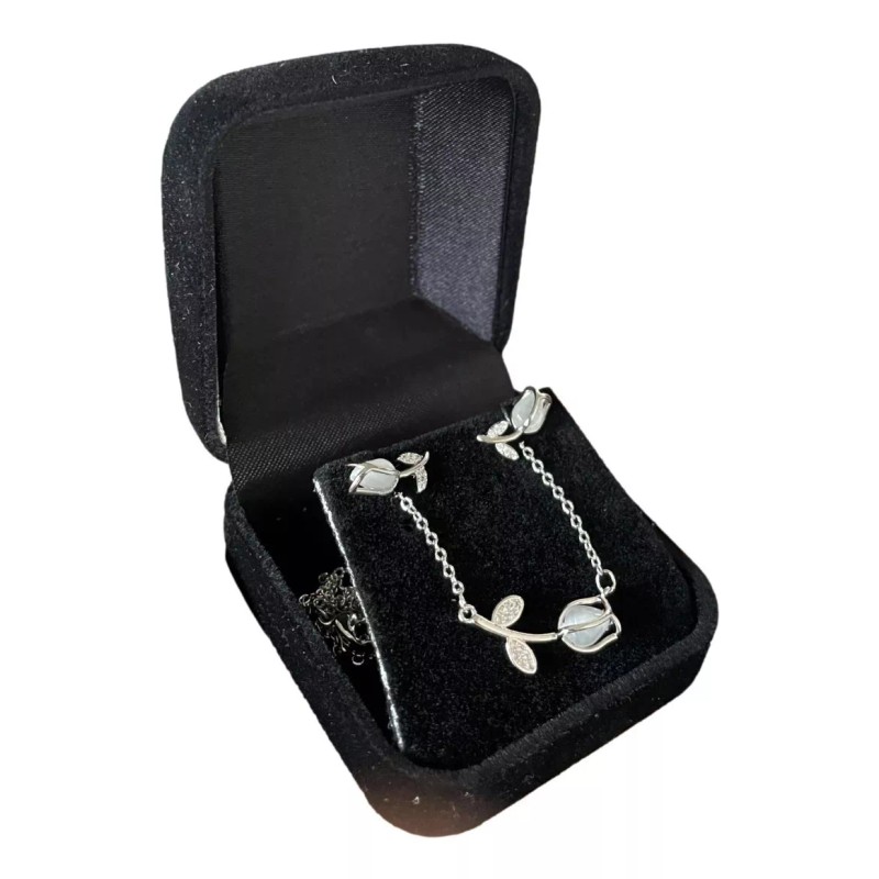 TENDER LIHOME Set Collar Y Aretes De Tulipan Chapado En
