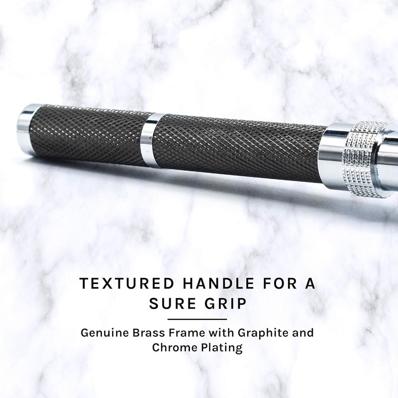 Parker, 96R Graphite Gray Long Handle Butterfly Open Double Edge