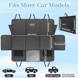 YEEKORO Non-Inflatable Back Seat Extender, Heavy Duty Car Seat Cover Holds 440 lbs, Large Hard Bottom Seat Extender, Waterproof Travel Camping Air Mattresses with Mesh Window for Car & SUV (Black)