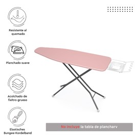 Ironing Board Covers and Pad by Encasa XO - 107x36 cm - Elastic Tightening with Thick 4 mm Felt Padding, Easy Fit, Scorch Resistant, Plain Colors - Mauve
