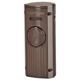 Lotus Minister Table Cigar Lighter with Quad Wind-Resistant Torch Flames, All Metal Housing, Large Fold-Out Cigar Punch, Large Flame Adjuster, Extra Large Fuel Tank (Gunmetal & Red Carbon Fiber)