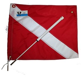 JCS Flagpole, Dive Flag Boat Mount with 20inch x 24inch Nylon Dive Flag Combo