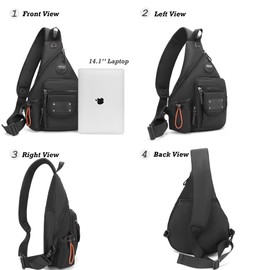 NICGID Sling Bag Backpack, 13.3'' 14.1'' Laptop Bag Crossbody Shoulder Chest Backpacks Travel Outdoors for Men Women (Grey-2555, 14.1-Inch)