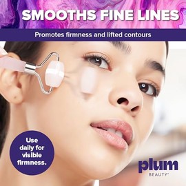 Plum Beauty Mini rodillo de cuarzo rosa, rodillo facial, herramientas faciales Gua Sha | Mini Rollers for Face, Skin Care Kit for Men Women, Guasha To