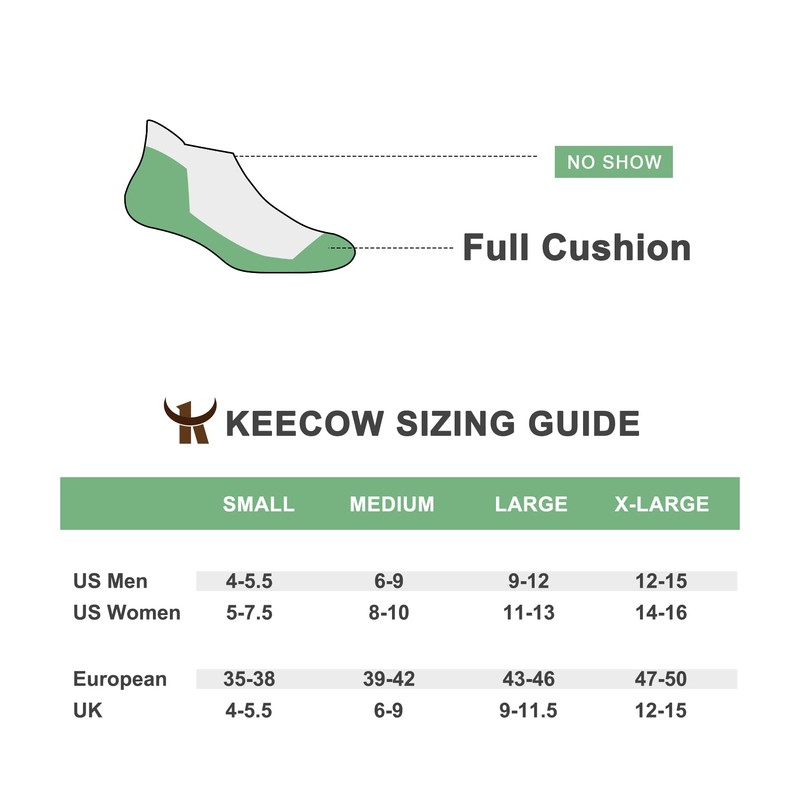 KEECOW Performance Comfort No Show Ankle Cushion Socks For Men