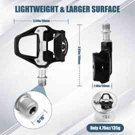 PINSYNC SPD SL Pedals 9/16" Road Bike Pedals, Larger Surface & Lightweight Clipless Pedal with Cleats Set - Compatible with SPD-SL System