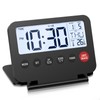 Olipiter Small Digital Travel Alarm Clock, Black, Foldable Calendar Temperature