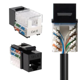 SATMAXIMUM Cat6 Keystone Ethernet Wall Jack Punch Down UTP 45-Degree (Easier Termination Than 90-Degree), RJ45 Slim Profile Speed Termination 45° Angled Black (5 Pack)