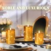 Da by Gold Flameless Candle, Battery-Powered Candle with Recessed String