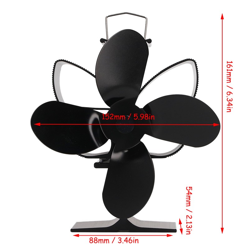 4 Blades Heat Powered Fireplace Fan Self Starting Temperature Resistant