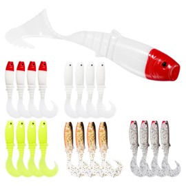 PROBITE Serrated Tail Swimbait Lures Weedless Soft Baits with Natural Swirl Action, Saltwater Freshwater Bass Trout Fishing Baits,2.76in - 20Pcs Mixed Colors
