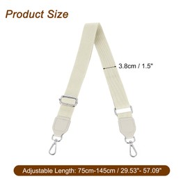 sourcing map Wide Shoulder Strap, 3.8cm Adjustable Purse Strap Replacement Crossbody Strap for Shoulder Bag Handbag, Light Grey, Silver Square Mouth Buckle