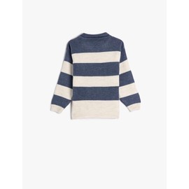 Koton Babyboy Sweater Polo Neck Long Sleeve Soft Touch, Ecru Stripe (0s1)