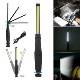 Battery Gallery Rechargeable LED COB Slim Work Light Mechanic Flashlight Lamp Bar Camping Torch