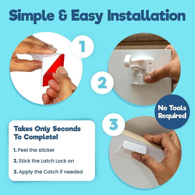 Upgraded Invisible Baby Proofing Cabinet Latch Locks (10 Pack) -