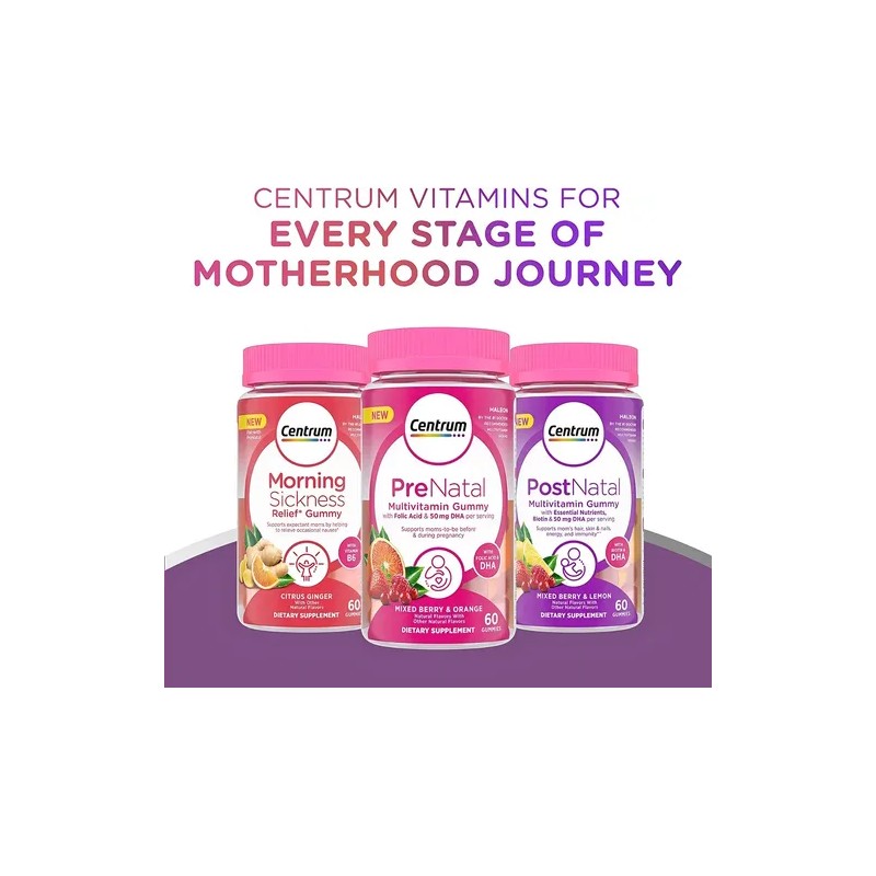 Centrum Multi Vitaminas Prenatal Ácido Fólico Dha Gomitas Sabor Frutos