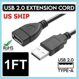 spinner.stores High-Speed USB to USB Extension Cable USB 2.0 Adapter Extender Cord Male/Female - 1 ft
