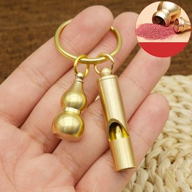 Outdoor Survival Whistle,Vintage Brass Whistle for Coaches - Auspicious Keychains Pendant, Multifunctional Survival Tool for Camping, Hiking, Wilderness