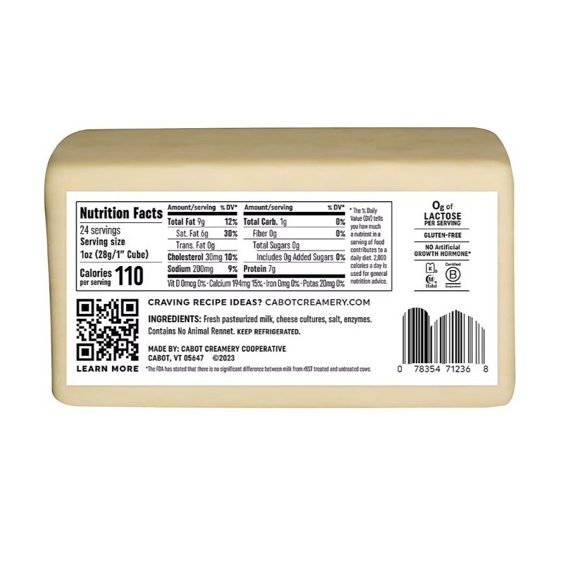 Cabot Creamery Extra Sharp Naturally Aged Cheddar Cheese, 1.5 lbs.