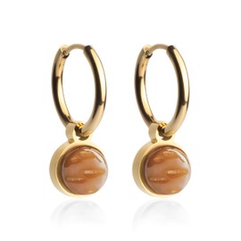 Gold Ohrringe Creolen mit Anhänger zum Wechseln • Edelstahl Ohrhänger mit Charm in braun • nickelfrei & wasserfest • MIX AND MATCH • Ø 16 mm