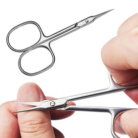 Professional Cuticle Scissors with Curved Tip, Cuticle Scissors, Extra Fine and Extra Sharp, Made of Stainless Steel, for Precise Shortening, Removal of Cuticles, Eyebrows and Eyelashes