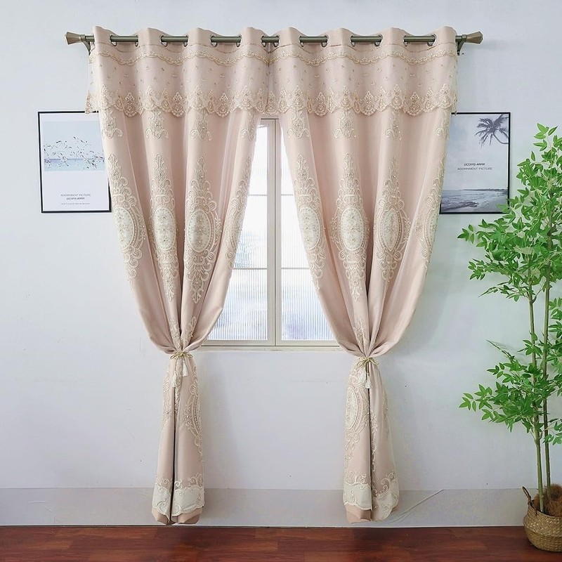 Amidoudou 1 par de cortinas europeas de doble capa con