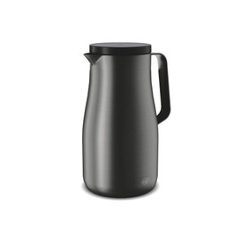 alfi Studio TT 1.0 L, stainless steel, dark grey, insulated jug made of double-walled stainless steel, matt, keeps warm for 12 hours, cold for 24 hours, screw cap opening, large thermos flask,