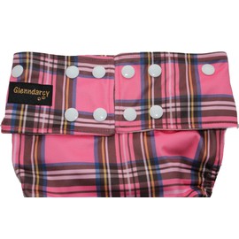 Glenndarcy Female Dog Nappy - Urine Incontinence - Poppers (Pink Tartan, Medium Long Pants only)