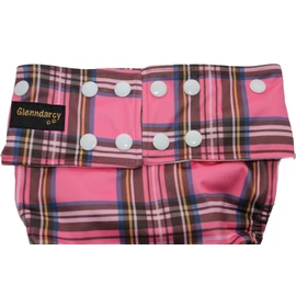 Glenndarcy Female Dog Nappy - Urine Incontinence - Poppers (Pink Tartan, Medium Long Pants only)
