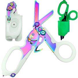 LEEPENK 6 in 1 Multi-function Trauma Shears with Strap Cutter and Glass Breaker, with Luminous Holster For Outdoor Camping Emergency Tool(Luminous colorful)