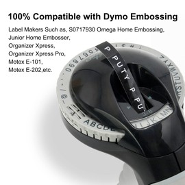 10 X White on Black Tape Compatible with Dymo Embossing Tape, Replacement for Dymo 9mm Label Tape Omega Embossing Tape for Omega S0717930 Junior S0717900 Motex Embossing Label Maker