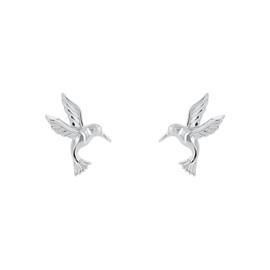 Amor 2034098 Women's Stud Earrings 925 Sterling Silver 0.9 cm Silver Hummingbird Comes in Jewellery Gift Box, Sterling silver, None