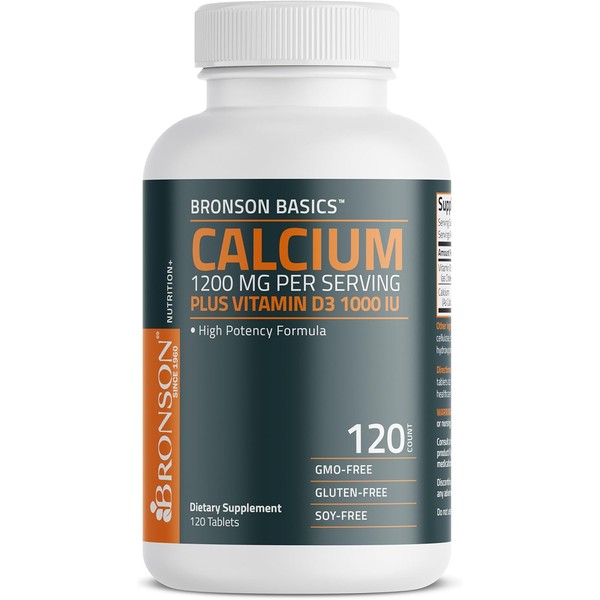 Bronson Calcium 1200mg Per Serving Plus Vitamin D3 1000 IU