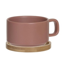 SECRET DE GOURMET Natural Teapot with Cup, 800 ml, Light Pink, Colour: Terracotta