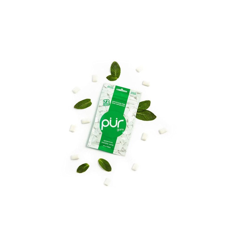 PUR 100% Xylitol Chewing Gum, Spearmint, Sugar + Aspartame Free,